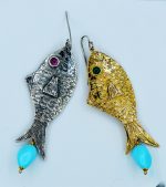 Orecchini argento e bronzo "Pesce"