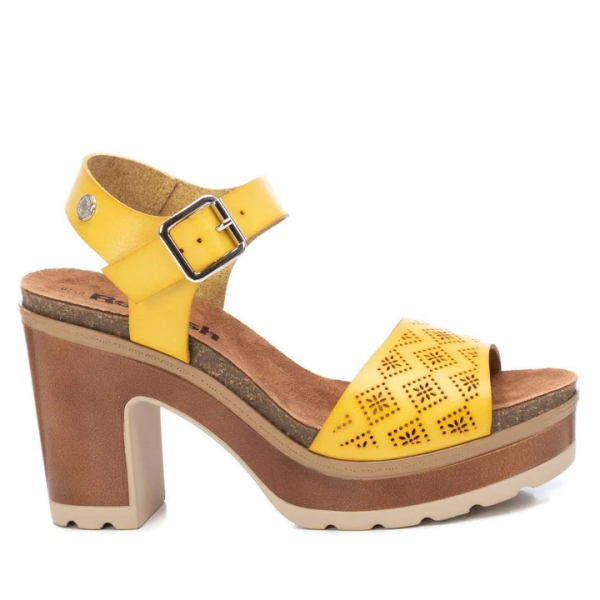 Sandalo donna con tacco colore giallo