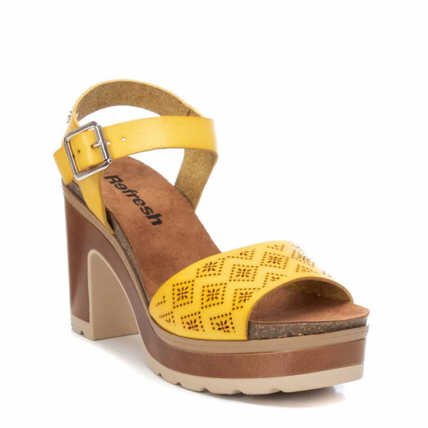 Sandalo donna con tacco colore giallo